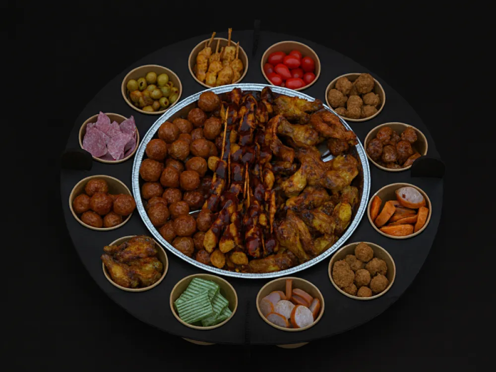 Borrelschaal incl. Warme Hapjes - Grote schaal 60 cm