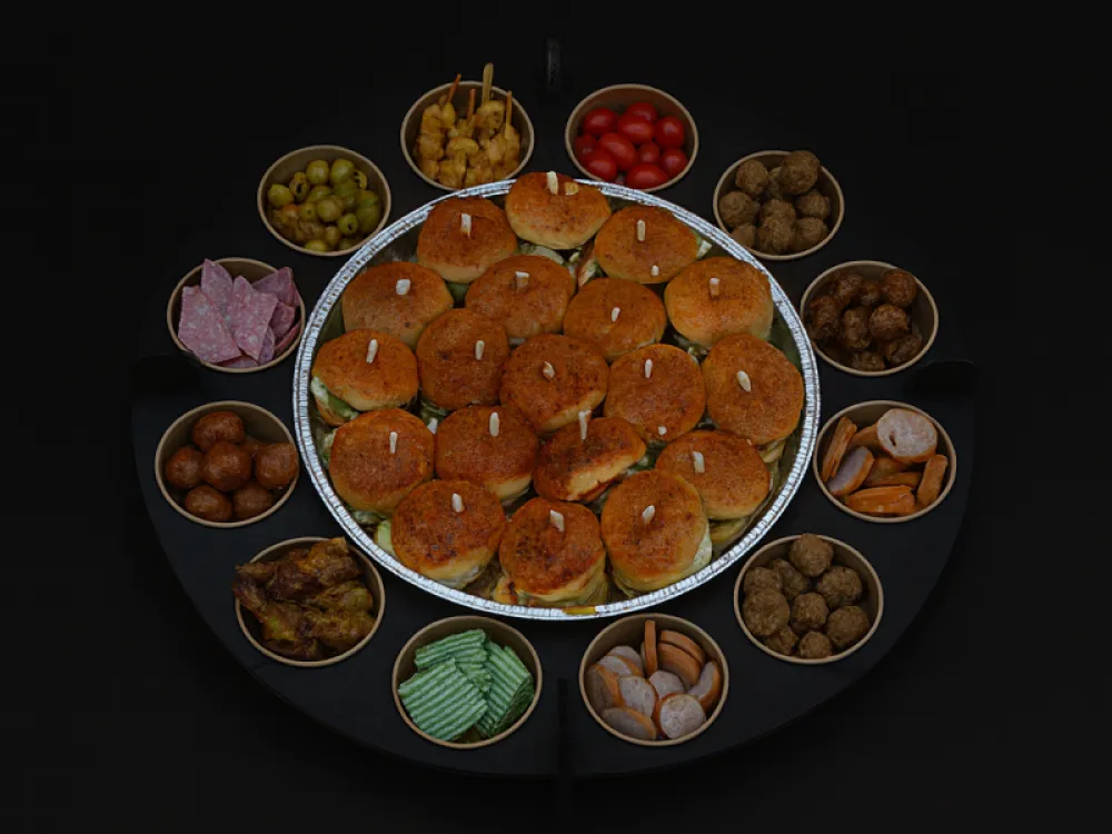 Borrelschaal incl. 18 Hamburgers