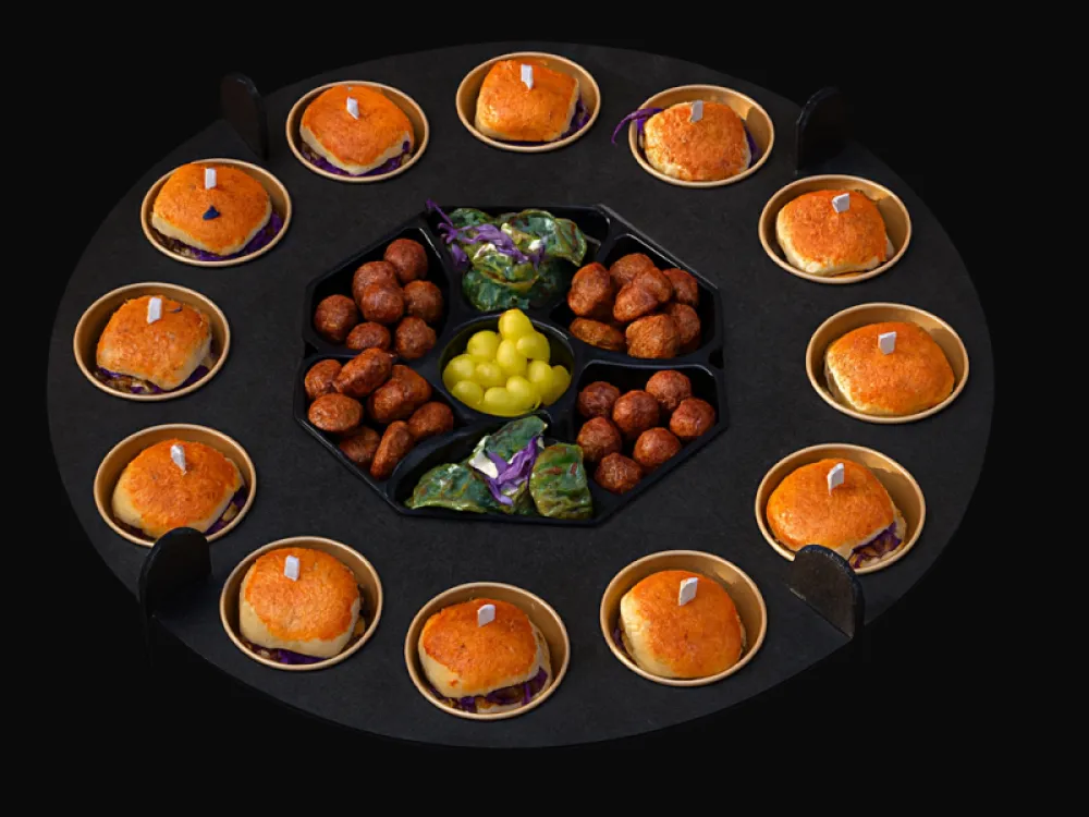 VEGA Cateringschaal GROOT inclusief 12 vegaburgers  60cm